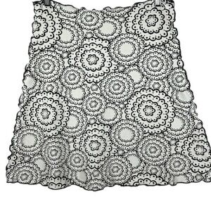 Haystacks Made In England Black White Doily Jacquard Stretch Knit Skirt NWOT S/M